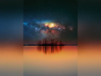 A landscape that does not exist. forest galaxy graphic graphic art graphic design graphics photoshop