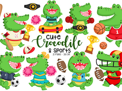 Cute Crocodile Sports Clipart