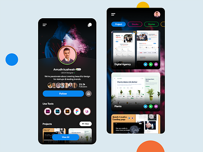 Personal Profile App android app brand dashboard graphics illustration illustrator ios landing landing page logo mobile app page trand ux web