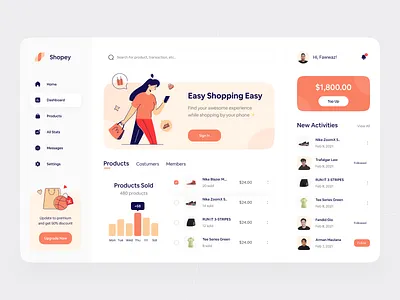 Online Shop Dashboard Exploration activities activity admin admin panel administrator app button customer dashboard desktop follow ios ipad management app online shop panel product products website websites