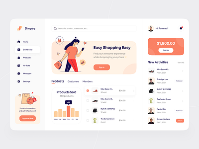 Online Shop Dashboard Exploration activities activity admin admin panel administrator app button customer dashboard desktop follow ios ipad management app online shop panel product products website websites