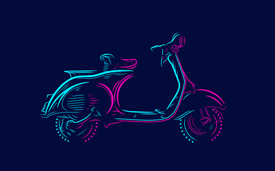 Old Matic Vintage Scooter Bike adventure art bike brand branding cartoon color colorful design graphic illustration line art logo modern motorbike rider scooter silhouette vector vintage