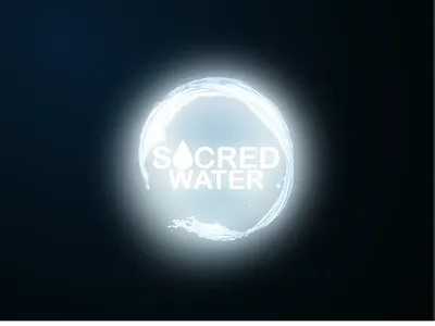SACRED WATER blue brand branding glowing high contrast holy illuminated illustrator logo nature neon ocean photoshop splash vector water water drop waterfall