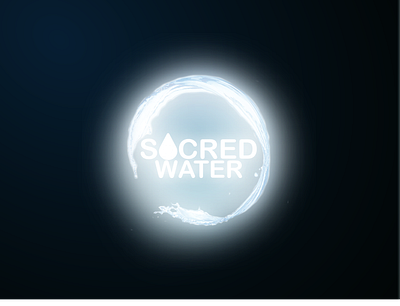 SACRED WATER blue brand branding glowing high contrast holy illuminated illustrator logo nature neon ocean photoshop splash vector water water drop waterfall