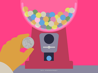 Day 9: a quarter (and a gumball machine) daily digital art gumball gumball machine illustration quarter the100dayproject