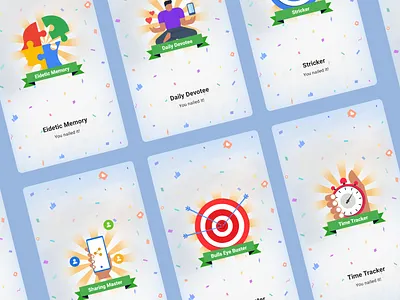 Gamifications android app app badges clean design flat game illustration interface minimal mobile ui ui