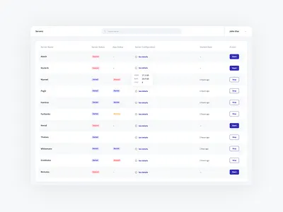 Server List app list management management app management system server servers storage ui ux ux design web web app web app design web apps