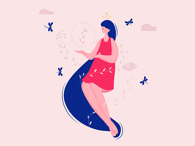 dream adobe art artwork character characterdesign color design digital digital art drawing dream dreams dribbble flat flat design flower girl illustraion illustrator vector