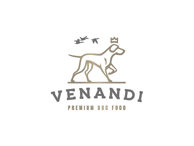 Premium Dog Food logo animal branding classic dog dog logo ducks food gold hunting illustration logo luxurious mark pet pet food pointer premium simple