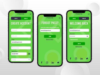Log in/ Sign up for PYMWYMI (Put your money where your mouth is) app ui uiux ux design web website