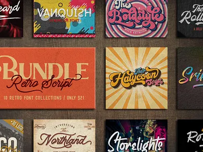Retro Script Fonts 70s design font font bundle font design fonts fonts bundle graphic design retro retro design retro font retro fonts script font script fonts typeface typefaces typography vintage vintage font vintage fonts