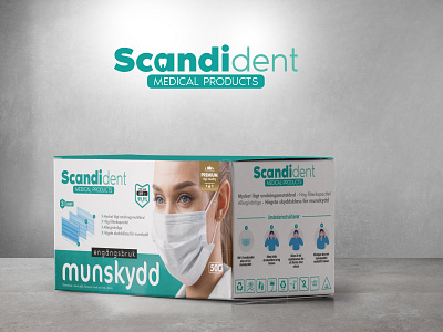 scandident face mask box brand brochure design face mask logo masks medical mockup