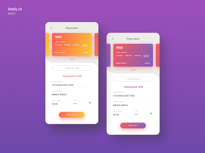 Credit Card Checkout app checkout page credit card checkout creditcard daily 100 challenge daily ui dailyui dailyuichallenge gradient minimalism payment ui violet