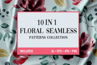 10 Floral Seamless Patterns Collection floral illustration pattern bundle patterns