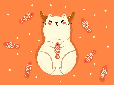 Year Of Ox cat chinese new year fish happy chinese new year happy lunar new year happy new year illustration japanese lunar new year new year ox year of the ox