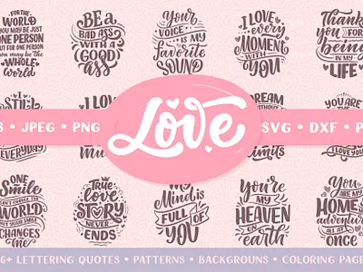 Love - Big Lettering Set be my valentine design greeting card hand drawn i love you illustration lettering lettering art logo logotype love lovely poster print typography valentine day valentines valentinesday