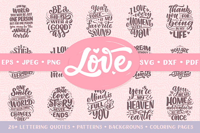 Love - Big Lettering Set be my valentine design greeting card hand drawn i love you illustration lettering lettering art logo logotype love lovely poster print typography valentine day valentines valentinesday