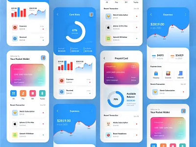 e-wallet App UI Design app app design banking app bar graph credit card currency app e wallet finance app investment app line graph mobile app pie chart stats trading app transaction ui ui design user experience user interface wallet