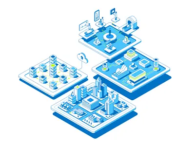 Medical service process cloud doctor illustration isometry levels medicare medicine patient
