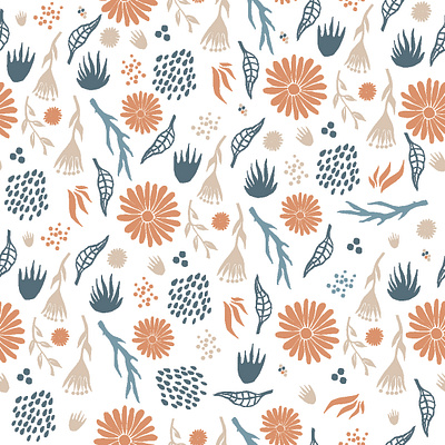 Nature themed pattern flora illustration linocut style nature pattern design patterndesign patterndesigner surface pattern design surfacedesign textile