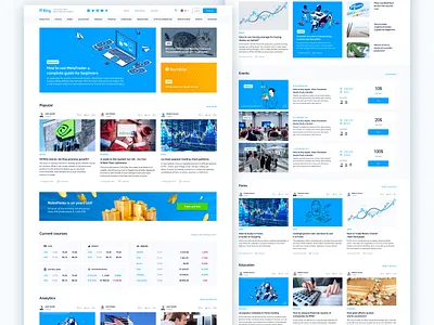 Main page for financial blog blog design fintech homepage illustration interface main page ui web webdesign website design