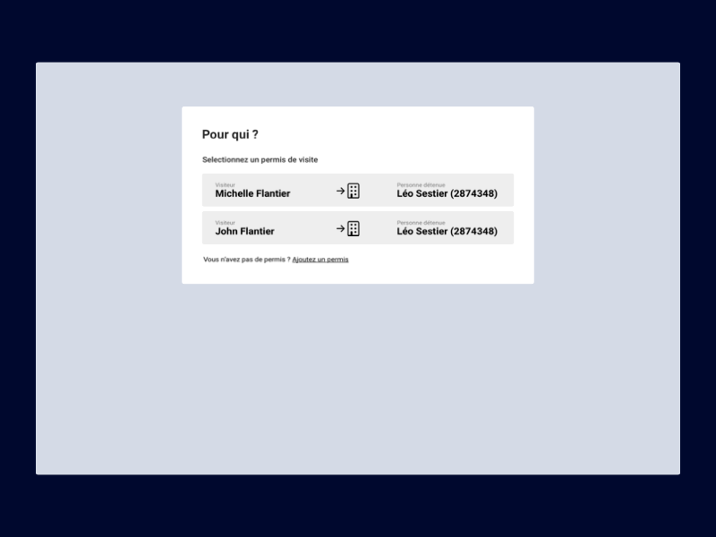 Make an appointment at the prison visiting room (Wireframe) administration animation appointment appointment booking costody prison ui ux wireframe