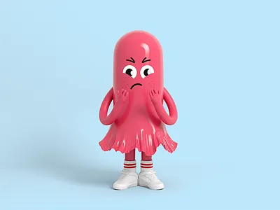 Miss Protection 3d character cartoon character design illustration latex nike red