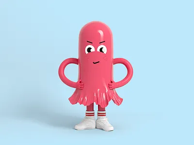 This is Miss Protection 3d character cartoon character design illustration latex nike red