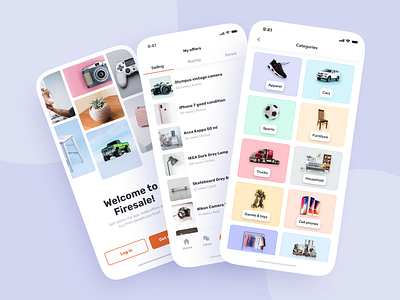 Firesale. Marketplace App app design ecommerce ecommerce app icon interaction logo orange playful screen seller shop shop theme shopping app typography ui ux