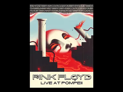 PINK FLOYD LIVE AT POMPEII album artwork design graphic design illustration poster design print design typography