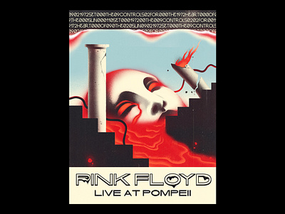 PINK FLOYD LIVE AT POMPEII album artwork design graphic design illustration poster design print design typography