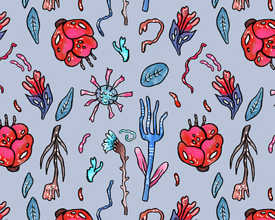 Pattern Design - Space Flowers art cute flowers illustration iradorn pattern pattern design plants procreate space