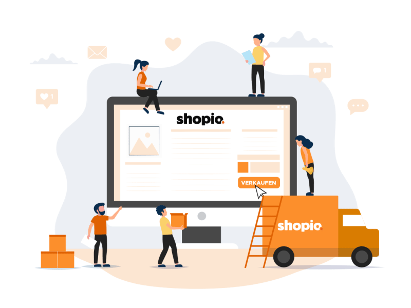 Flat Animation for Web. Shopio 2danimation animation character design illustration logo magazine motion design orange shop ui website