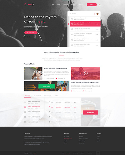 Musica - Music Webdesign design ui
