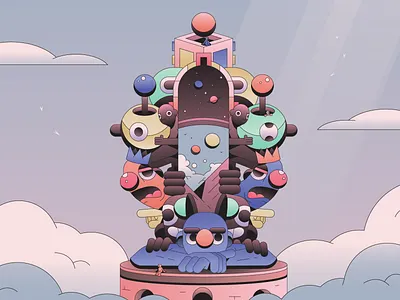 Encounter with the Self abstract badge branding character flat gradient illustration illustrator logo minimal simple