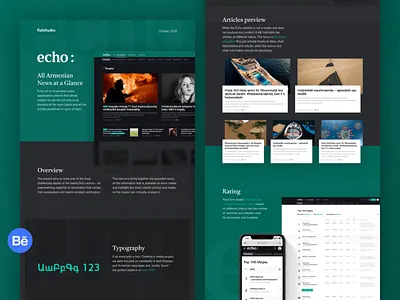 Echo: Behance case branding clean design dribbble flat interaction interface news typography ui ux web website design