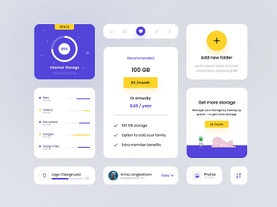 Cloud Storage App Components app app design app development clean clean component cloud cloud app collobration component file file sharing file upload folder ios soft soft ui storage storage app work together
