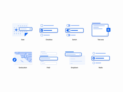 Help Illustrations branding checkbox date dropdown field geolocation icons illustration radio switch text area ui vector