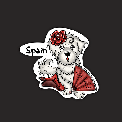 Stickerpack “Maltese-Travel” - Spain app dog illustration illustration art illustrations illustrator love maltese puppy raster raster illustration sticker stickerpack web