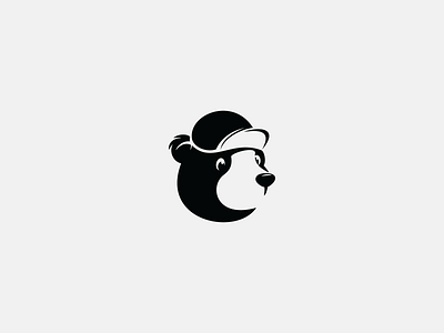 bear animal bear black branding cute design hat icon logo negative space simple vector