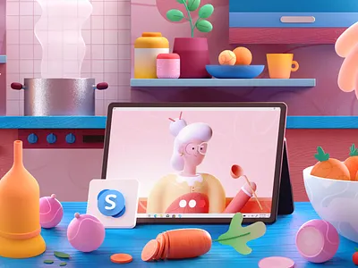 Cooking with Grandma 2d 3d colors cooking grandma graphic illustration kitchen microsoft shape skype