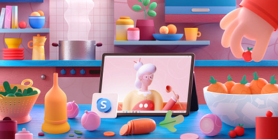 Cooking with Grandma 2d 3d colors cooking grandma graphic illustration kitchen microsoft shape skype