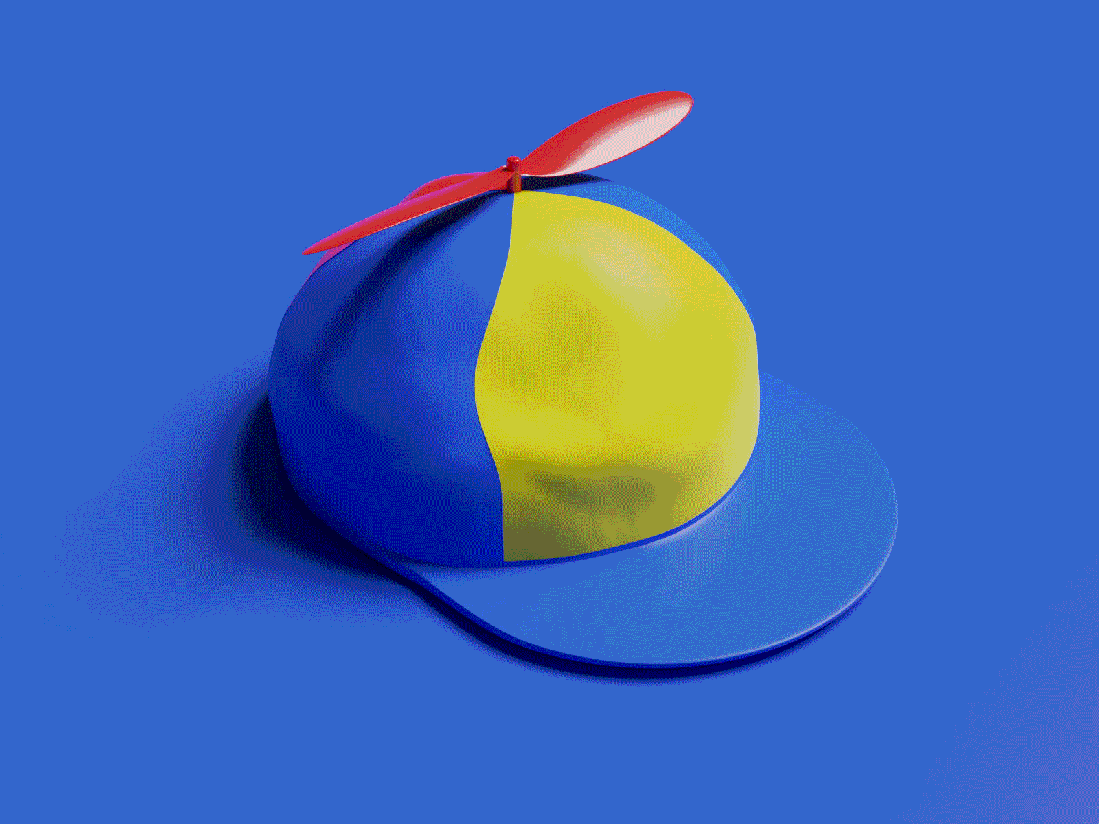 Helicopter cap 3d blender blue branding cap helicopter illustration