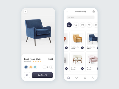 Ecommerce Furniture App app buy chairs ecommerce ecommerce app furniture furniture app furniture store minimal minimalist mobile app shop shopping shopping app ui ui design ux ux design vector