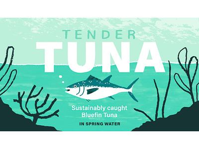 Tender Tuna - Spring Water design drawing illustration illustrator nature package design packaging print tuna