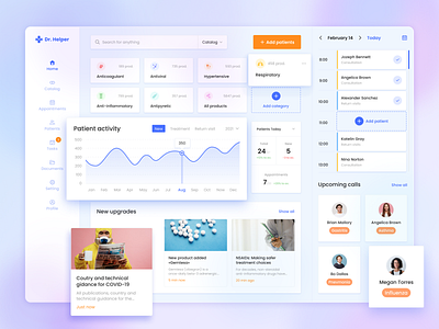 Doctor online cabinet dashboard design doctor doctor app glassmorphism health app health care medical medical app medical dashboard medicine ui ui design uiux ux
