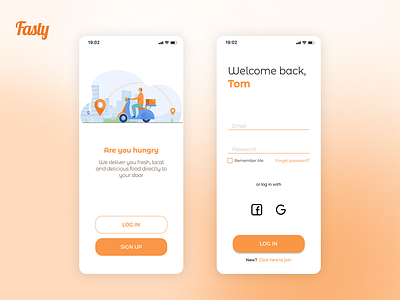 Food Delivery App delivery app log in screen ui ui design