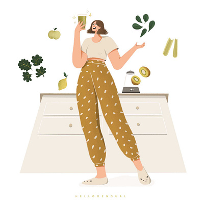 Green Smoothie Illustration character character design children illustration digital drawing digital illustration food illustration healing illustration healthy lifestyle illustration procreate visual art visual development wellness