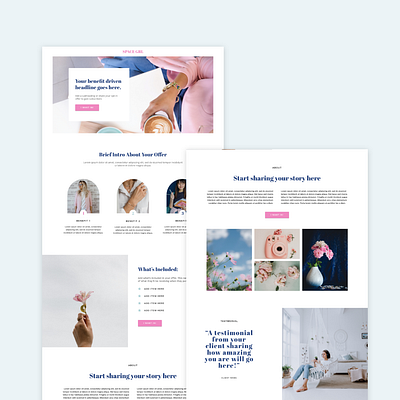 Space Grl Landing / Sales Page Web Design above the fold branding design divi feminine landing page modern sales page typography ui ux web design website wordmark logo wordpress wordpress design wordpress development