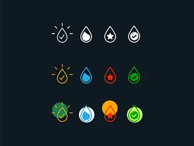 Water Drop Icons artistic artwork branding design graphic iconography illustration kit lineart modern portrait purifer purifer story vector visual art water